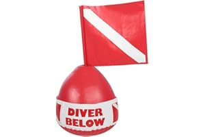 Diving Float Scuba Diver Below Inflatable Floater Bouy Ball with Flag for Scuba Diving, Snorkeling, Surface Signalling Diving