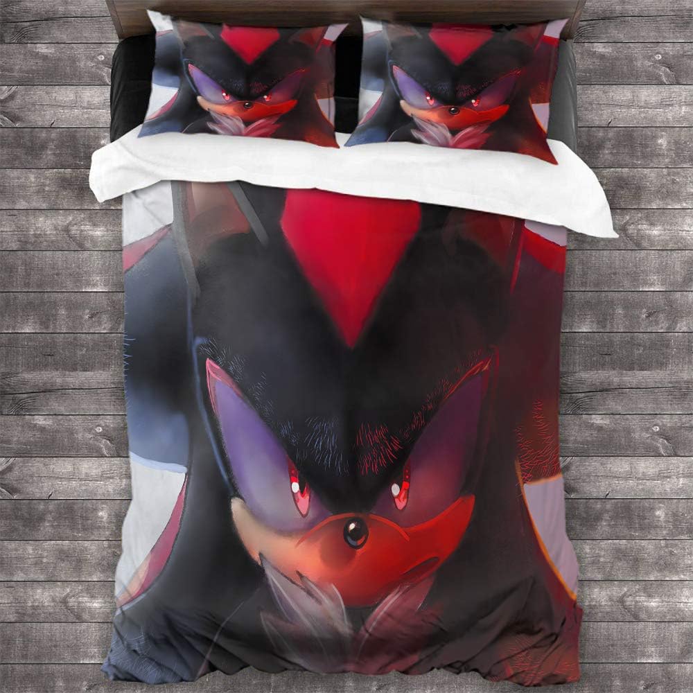100% Washed Microfiber 3 Piece Bedding Sets Sonic The Hedgehog bedding Sonic Dash bedding (1 Duvet Cover + 2 Pillow Shams) Soft and Breathable Comforter Cover Washed Microfiber EU King (240cmx220cm)