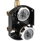 R22000 Shower Valve with Diverter 3-Way 6-Way Rough in Valve, R22000 Universal Rough-In Shower Valves Kit with Integrated Diverter, Brass Body