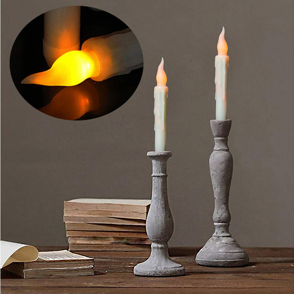 Mobestech 6pcs LED Candle Light Battery Operated Remote Control Real Wax Tapered Candles for Home Wedding Decoration Yellow Flame