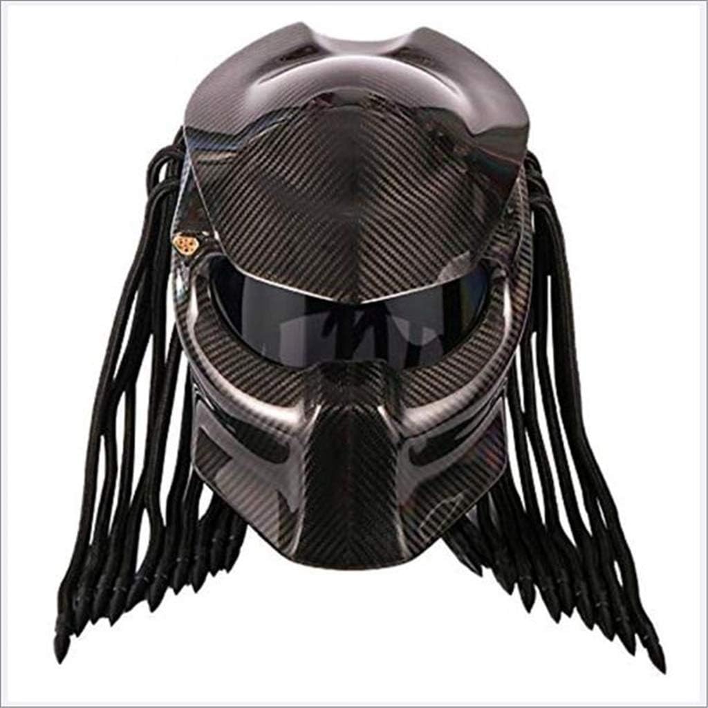 Zhizaibide Adult Carbon Fiber Motorcycle Helmet Predator Full Face Helmet with Braid Iron Warrior Helmet DOT Certified