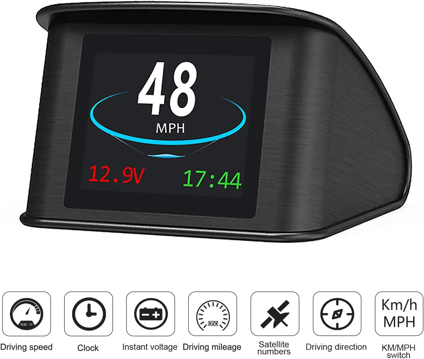 XYCING HUD GPS Speedometer for All Cars, Head Up Display with Speedup Brake Test Function, Smart Digital Meter TFT LCD Displays Vehicle Driving MPH Speed Voltage Mileage Overspeed Alarm