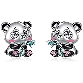 Panda Stud Earrings 925 Sterling Silver Cute Animal Earrings for Women Jewelry Gifts
