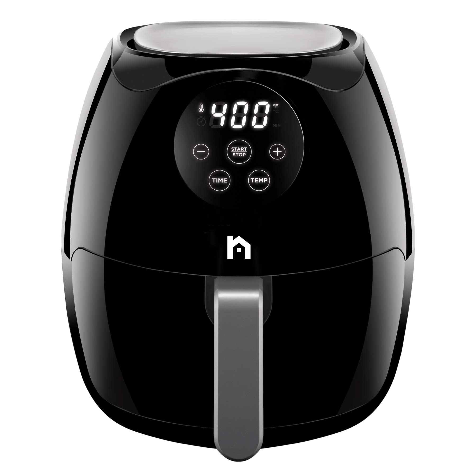 New House Kitchen Digital 3.5 Liter Air Fryer w/ Flat Basket, Touch Screen AirFryer, Non-Stick Dishwasher-Safe Basket, Use Less Oil For Fast Healthier Food, 60 Min Timer & Auto Shut Off, Black Image