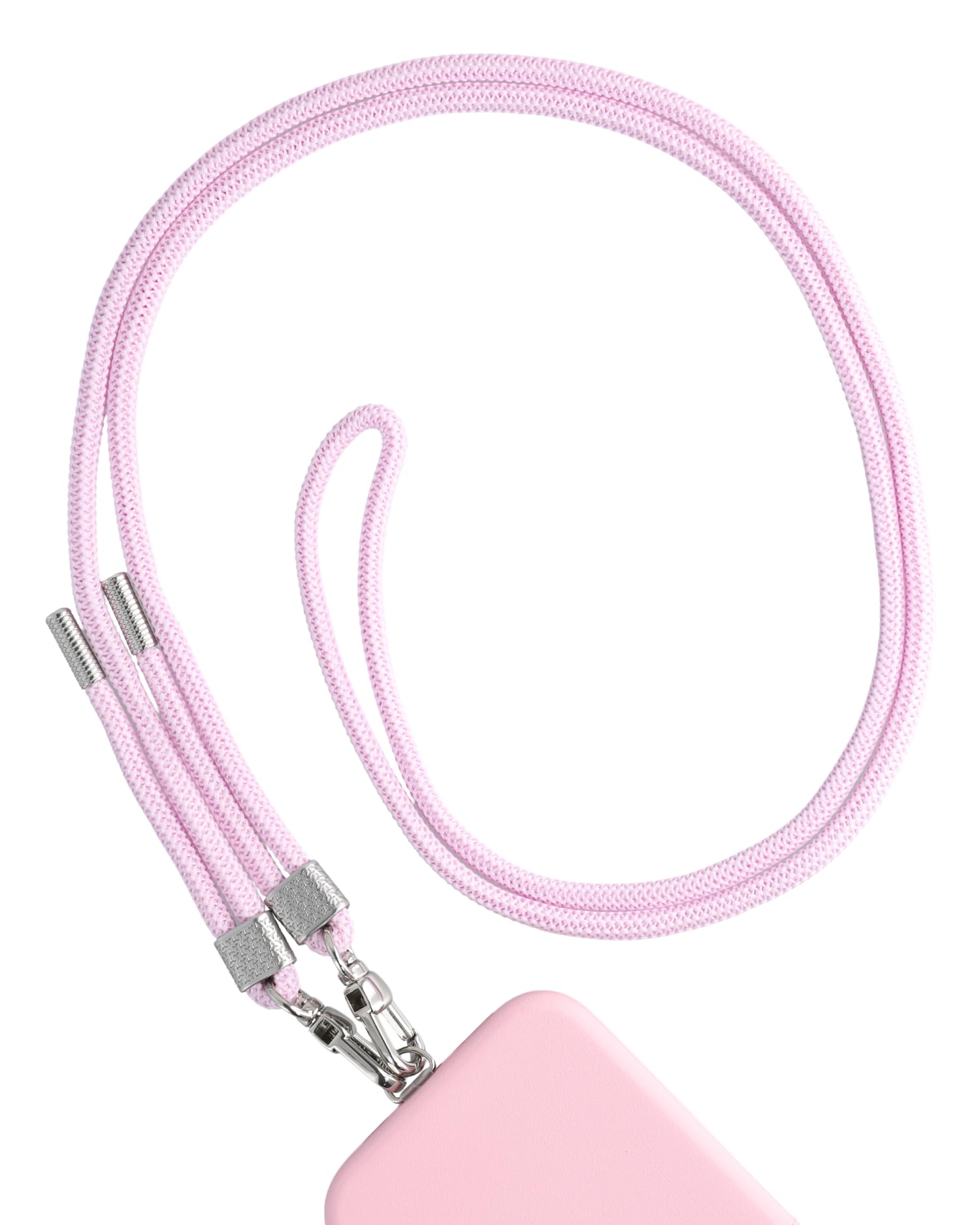 AHABIPERS Crossbody Phone Lanyard Strap with Patch, Adjustable Detachable Universal Nylon Neck Necklace Cell Phone Strap Compatible with Most Phone Cases - Pink