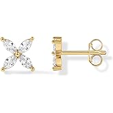 PAVOI 14K Gold Plated Dainty Stud Earrings for Women - 925 Sterling Silver Posts Earrings with Cubic Zirconia - Celestial Lightning Bolt, Moon, Star, and Flower Gold Jewelry Gifts