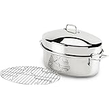 All-Clad Specialty Stainless Steel Covered Oval Roaster 3 Piece, 19x12x10 Inch Oven Broiler Safe 600F Roaster Pan, Pots and P