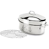 All-Clad Specialty Stainless Steel Covered Oval Roaster 3 Piece, 19x12x10 Inch Oven Broiler Safe 600F Roaster Pan, Pots and Pans, Cookware Silver
