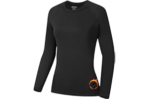 Runhit Thermal Shirts for Women Long Sleeve Compression Tops Fleece Lined Athletic Workout Soft Base Layer Cold Weather