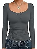 Trendy Queen Womens Long Sleeve Tops Crop Cute Top