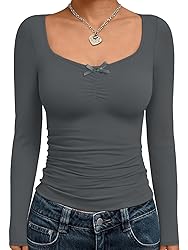 Trendy Queen Womens Long Sleeve Tops Crop Cute Top