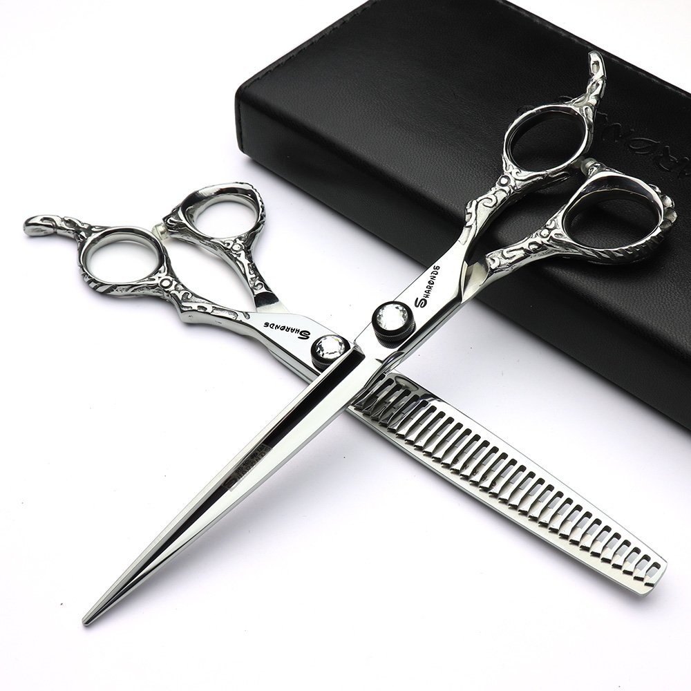 Professional 6/7/8 inch Hairdressing Scissors Japanese 440C Cobalt Alloy Steel Hair Shears for Barbers Cutting Thinning (7 inches, 2 Pieces)