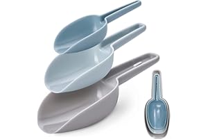 Kissral 3PCS Plastic Ice Scoop Set, Multi-Purpose Plastic Kitchen Scoops Bar Scoop for Canisters, Flour, Powders, Dry Foods, 
