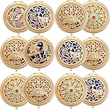 ALICE 12 Sets Gleamy Boutique Compact Mirror, Folding Mirrors with Gift Box-Golden