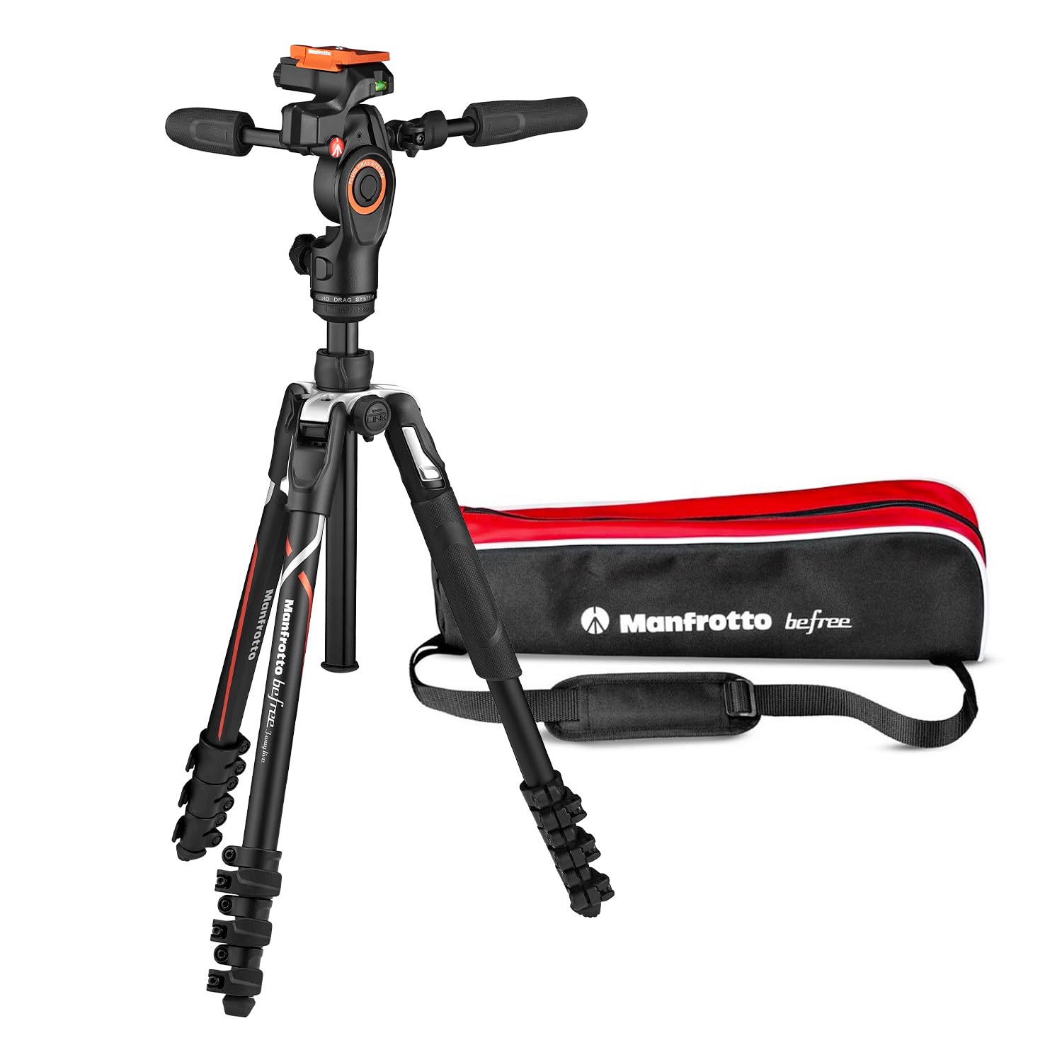 Manfrotto Befree Advanced Trípode de cámara de 3 vías para cámaras Alpha de Sony, minitrípode de viaje de aluminio, bloqueo de palanca, con cabezal fluido de 3 vías, para fotografía y vídeo, equipo de vlogging, bolsa de transporte, MKBFRLA-3W