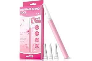 MISS SHARK Dermaplane Razor Include 4 Replaceable Blades, Durable Eyebrow Razors Help Remove Peach Fuzz and Dead Skin, Pink
