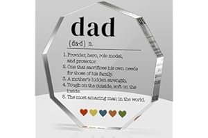 LUOHERE Dad Gifts from Daughter Son Wife Best Dad Ever Gifts Fathers Day Birthday Christmas Gifts for Father Stepdad Bonus Dad Single Dad New Dad Daddy Dad Definition Acrylic Decorative Signs Plaques