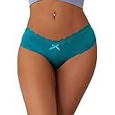 ohyeah Women Cheeky Underwear Panties Hipster Cotton Crotch Mid Waist Lace Trim Boyshorts Panties for Women Full Coverage