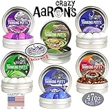 Crazy Aaron's Thinking Putty Mini Tin Gift Set Bundle (Sample Set 2) with Krypton, Twilight, Amethyst Blush, Super Lava, Aura & Exclusive 