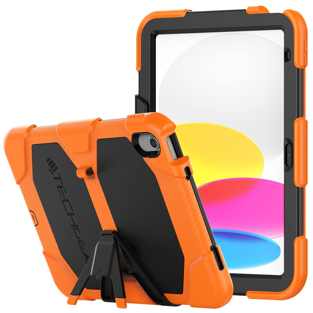 TECHGEAR G-SHOCK Case for iPad 11" A16 (11th Gen 2025) & 10.9" (10th Gen 2022), Heavy Duty Rugged Shockproof Protective Screen Protector Case with Stand, For Schools, Builders, Kids, Everyday Use