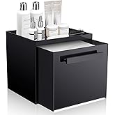 TAINESS Disposable Face Towel Storage Box Compatible with Clean Skin Club Clean Towel XL Acrylic Cosmetic Organizer Container Box Facial Towels Holder with Drawer Wall-Mounted (Glossy Black)