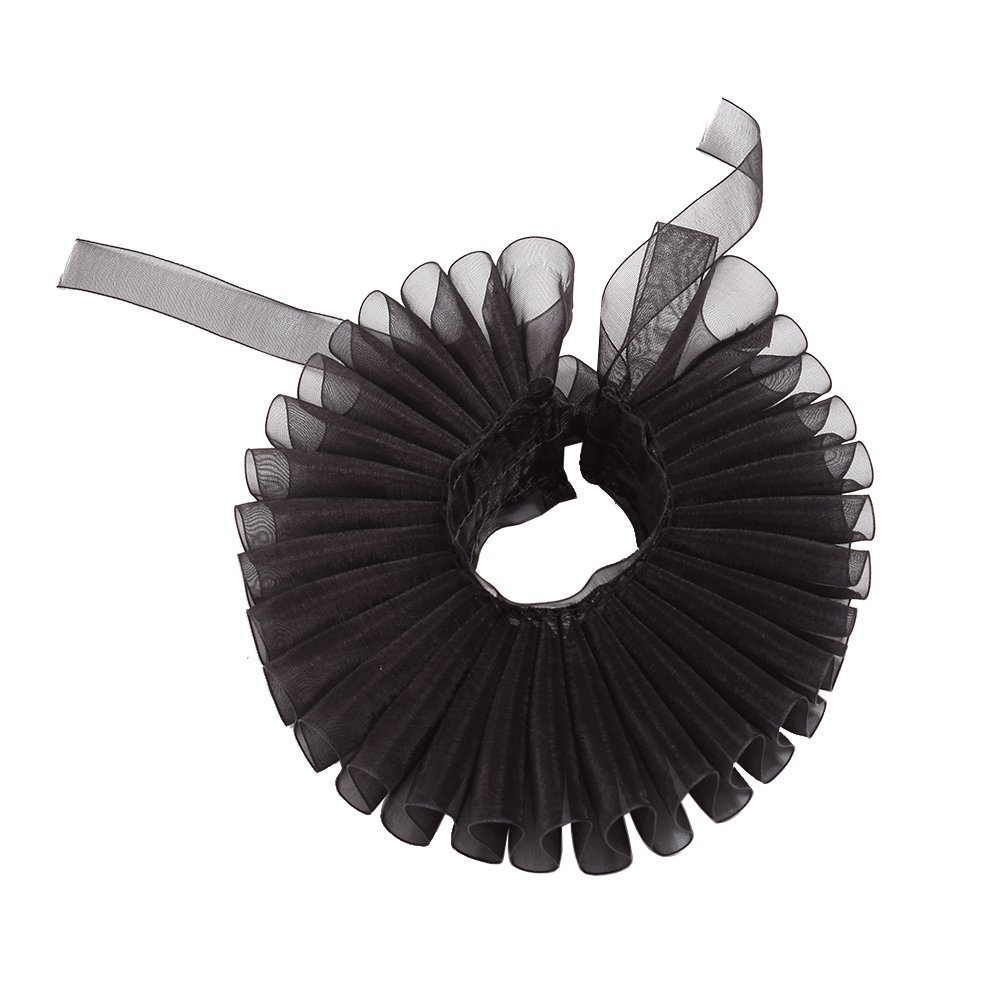 GRACEART Elizabethan Wrist Ruffs Ruffled Cuff Arm Bands 1 Piece (Black)(Size: One size)