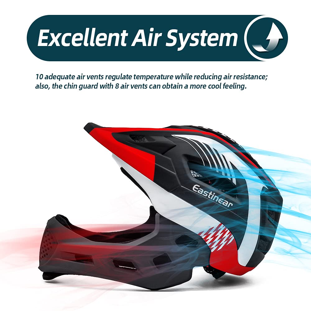 EASTINEAR Kids Bike Helmet Full Face Adjustable Children Bicycle Helmets with LED Light Cycling Helmet for Boys and Girls Ages 3-8