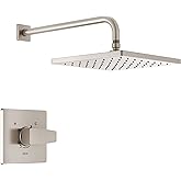 Delta Modern 14 Series Square Rain Shower Faucet Set, Brushed Nickel Shower Head and Handle Set, Valve Trim Kit, Spotshield Stainless T14268-SP-PP (Valve Not Included)