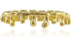 OOCC 18k Gold Teardrop Bottom Grillz 6 Teeth Lower Teeth Drip Cap Grillz