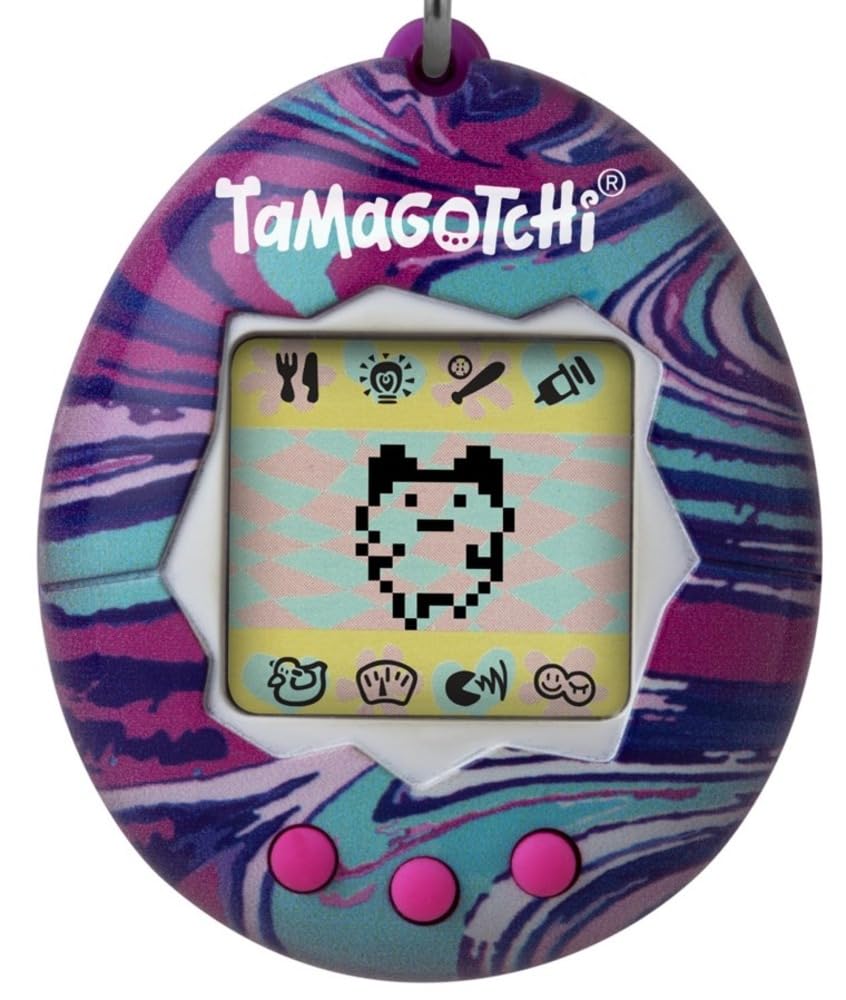 TAMAGOTCHI Bandai Original Marble Shell Original Cyber Pet 90s Adults and Kids Toy with Chain | Retro Virtual Pets are Great Boys and Girls Toys or Gifts for Ages 8+