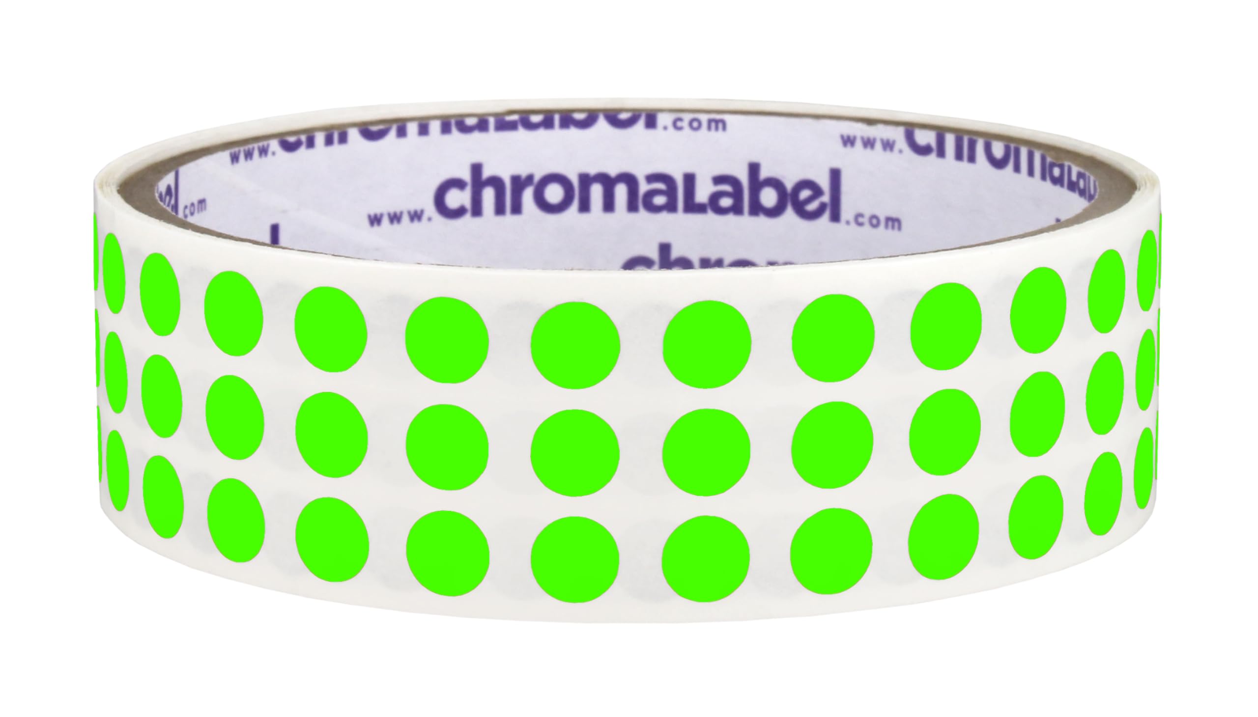 ChromaLabel 6.35mm (1/4 Inch) Round Permanent Color-Code Dot Stickers, 1000 per Roll, Fluorescent Green โ image 1