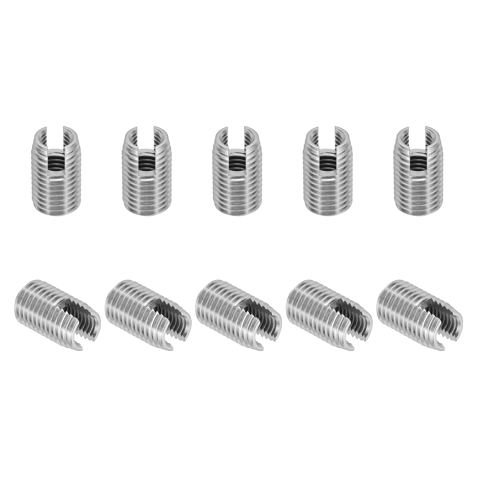 PATIKIL Self-Tapping Threaded Inserts, 10 Pcs M8 x M12 x 20mm 303 Stainless Steel Thread Adapter Reducer Slotted Screw Repair Inserts Nuts Sleeve