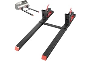 VEVOR Pallet Forks, 4000 lbs Clamp on Pallet Forks, 60-Inch Total Length Heavy-Duty Tractor Fork with Adjustable Stabilizer Bar for Tractor Attachments, Loader Bucket, and Skid Steer, Black