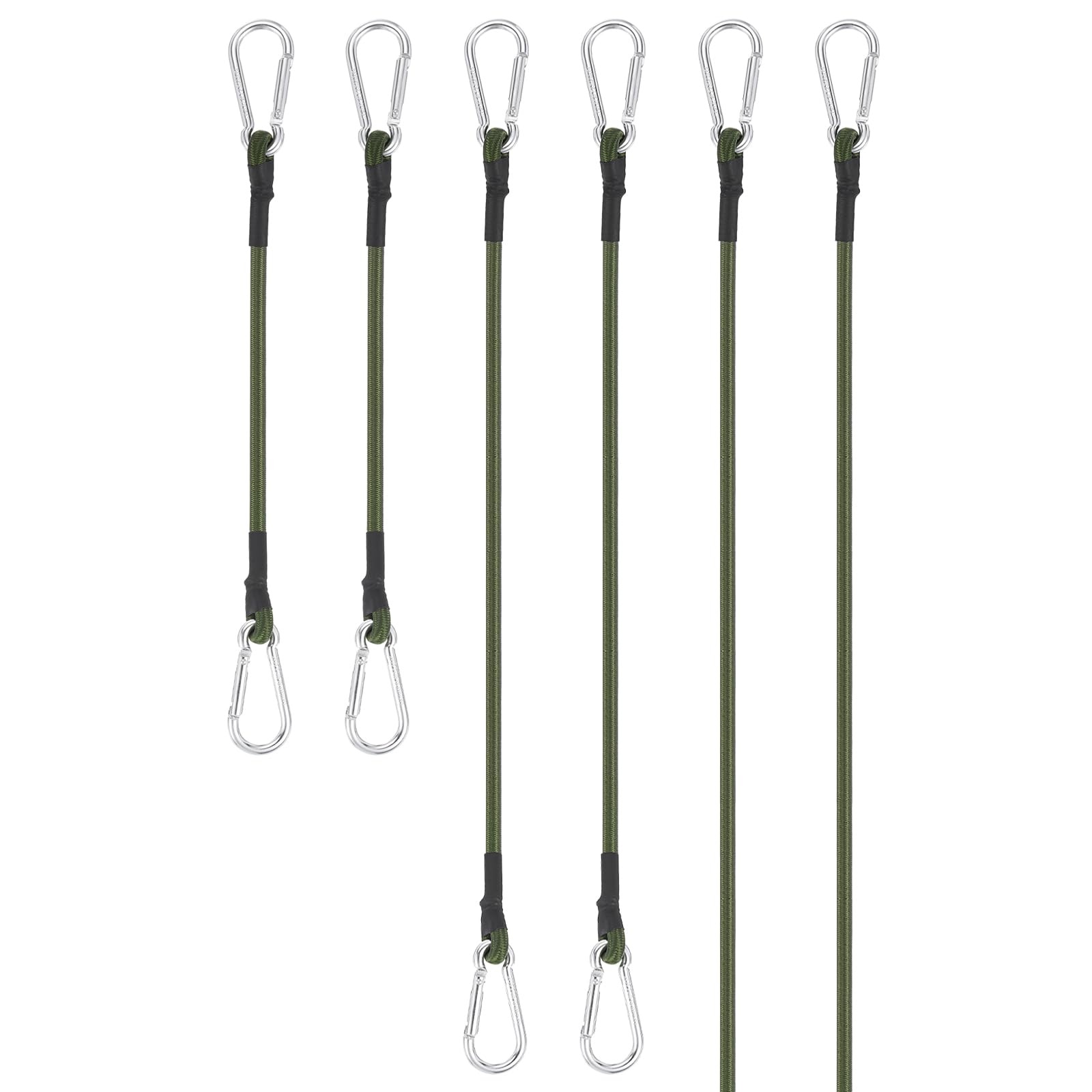 PATIKIL 11.8" 23.6" 35.4" Bungee Cords with Hooks, 1 Set Heavy Elastic Straps Bungee Rope with Dual Aluminum Alloy Hooks for Camping Luggage Rack Bike Cargo Tent, Green