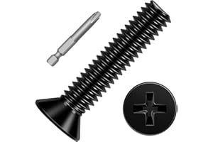 KVOHLUM 50 PCS #8-32 x 1-1/2" Phillips Flat Head Machine Screws, Countersunk Head Machine Screw Bolts, 18-8 Stainless Steel (304), Full Thread, Black Coating