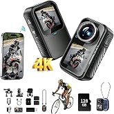 Motorcycle Camera with Stabilization &amp; EIS,Chest Magnetic Action Camera with Dual Screen,Wearable Thumb Size Waterproof Body Cam,with Mount for Motorcycle/Bike,for Cycling,Outdoors Activities (128g)
