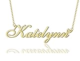 AOLO Katelynn Heart Name Necklace 18k Gold Plated
