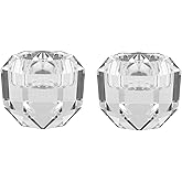 Kitcom Crystal Tealight Candle Holders Pack of 2 for Party Dinner Table Home Decor Hand Cut W2.7'' X H2.3'', Comes with Gift Box