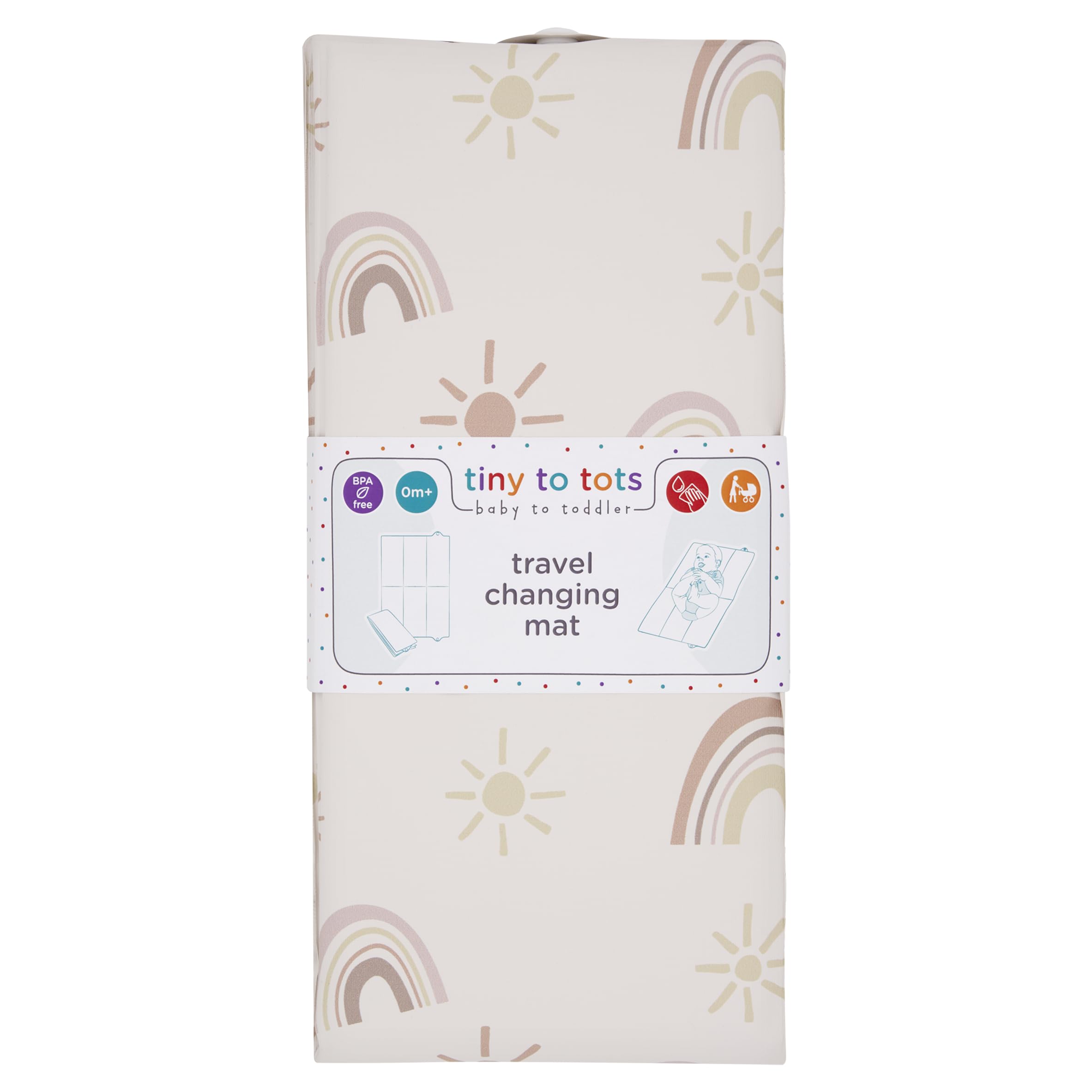 Portable Nappy Changing Mat Travel Baby Change Mat, Tiny to Tots, Wipe Clean Material, Foldable Padded BPA Free 0M+ Lightweight Cream Colour for Babies (1, White, One Size)