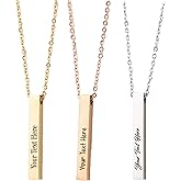 Customized Bar Pendant, Mothers Day Necklace Gift, Customize Engraved Bar Necklace, Personalized Vertical Bar Necklace, Stainless Steel Mom Necklace