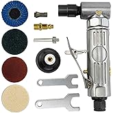 AeKeatDa 1/4'' Angle Air Die Grinder with 4 Pcs 2" Roll Lock Sanding Discs 20000 RPM 90° Air Straight Grinder for Tight Or An