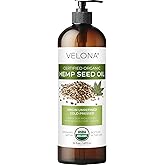 velona Hemp Seed Oil USDA Certified Organic - 16 Fl Oz | 100% Pure and Natural Carrier Oil | Unrefined, Cold Pressed | Hair, Body, Face & Skin Care