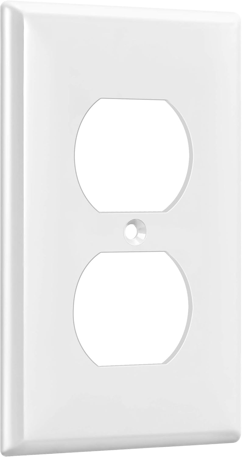 Enerlites Duplex Wall Plates Kit, model 8821-W Home Electrical Outlet Cover, 1-Gang Standard Size, Unbreakable Polycarbonate Material, White - 10 pack: Home Improvement