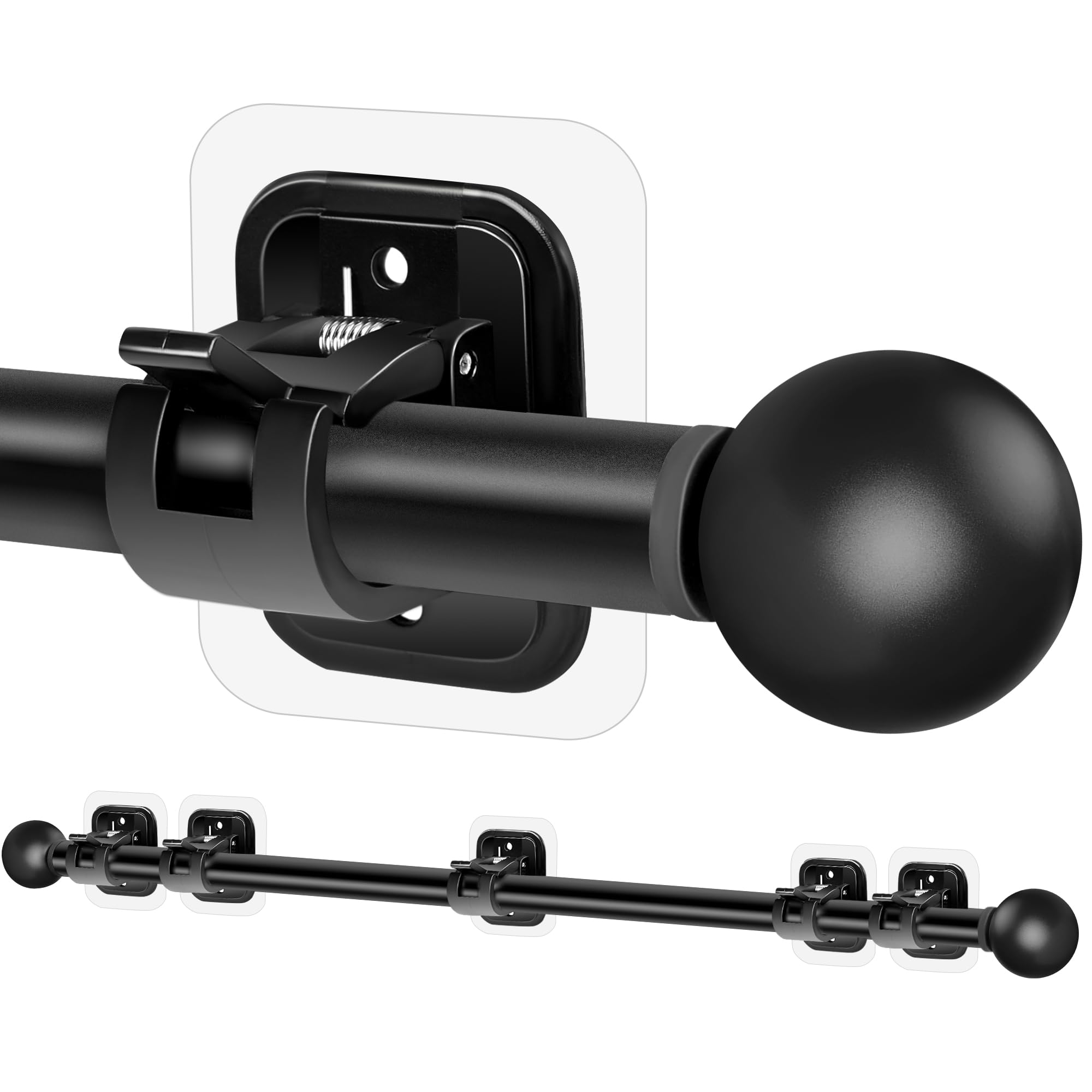 Photo 1 of *MISSING PARTS - See Clerk Notes*
Curtain Rods No Drilling for Windows 48 to 84-96 Inch,5/8 Inch Diameter Drapey Pole with No Drill Curtain Rod Brackets,Renter Friendly Cortineros Para Ventanas with Adhesive Holder Black