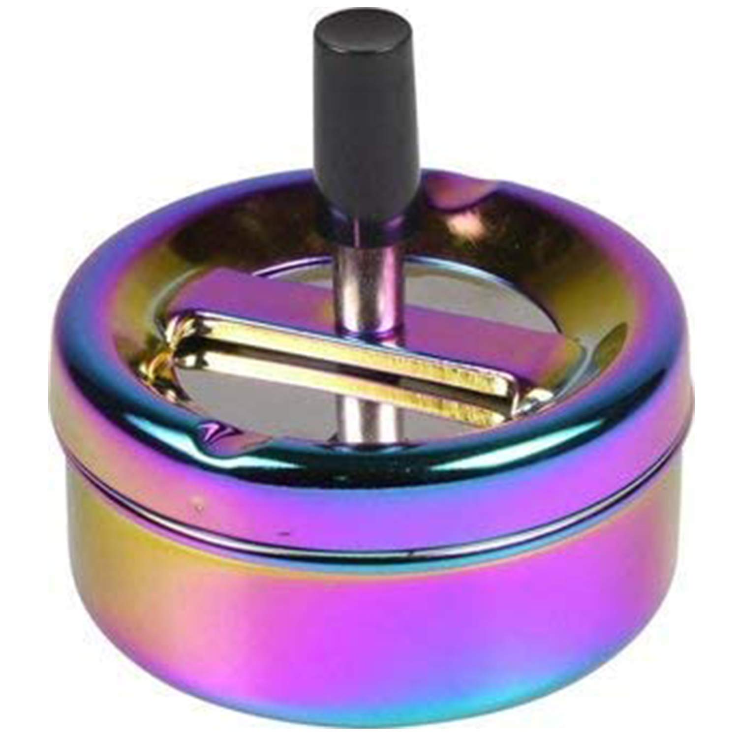 kogu Rotating ashtray in rainbow design, colourful shiny, 9 cm diameter, 1 piece (1 pack)