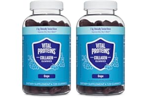 Vital Proteins Collagen Gummies, 2.5g of Clinically-Tested Collagen for Hair, Skin, Nails & Wrinkles, 120 ct Bottle, Pack of 2, Grape Flavor