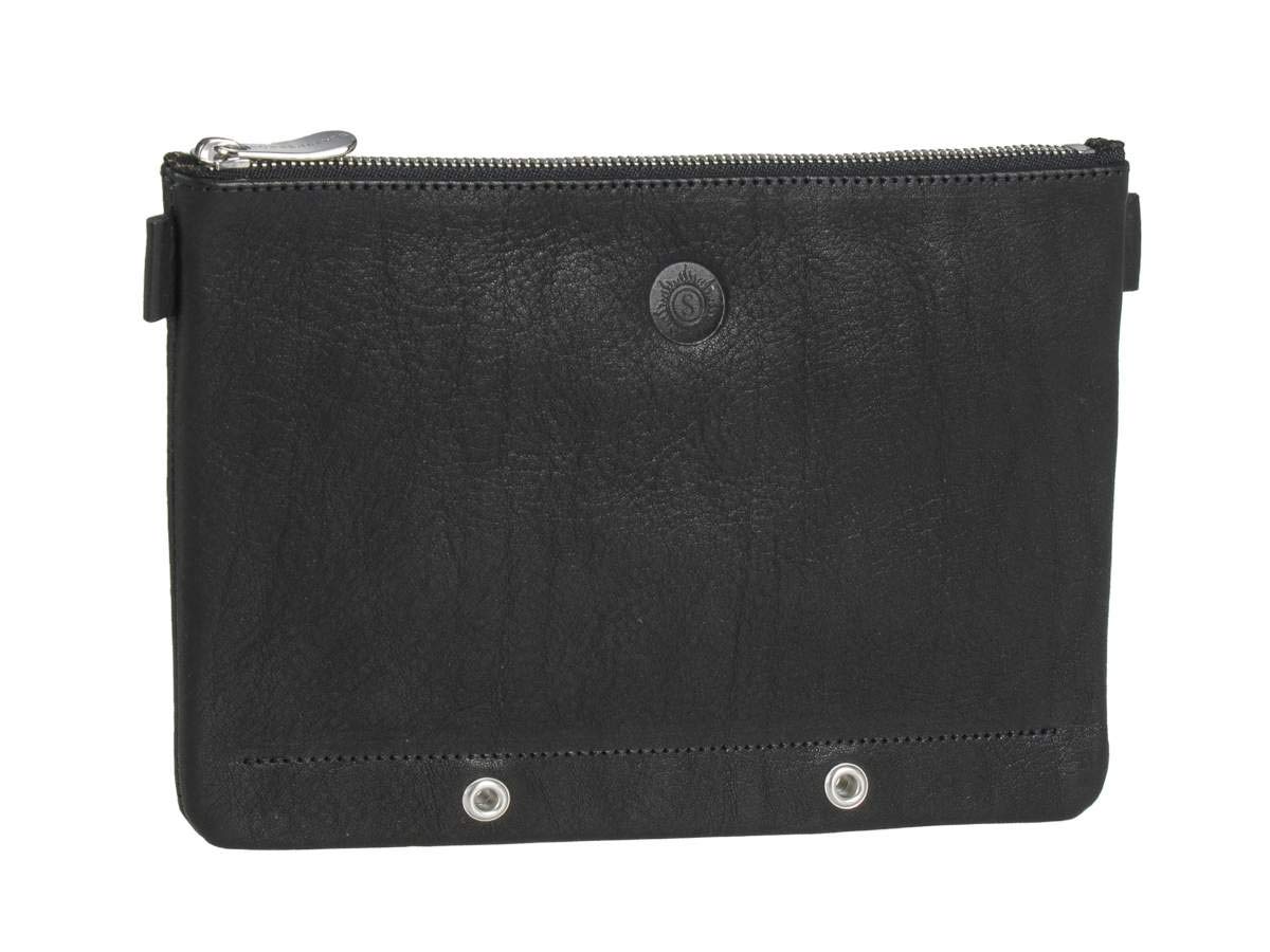 Sun Leather Pen Case for Filing Leather Pencil Case Black Can Also be Used as a Small Bank Bag