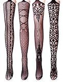 Vero Monte 4 Pairs Women's Fishnet Tights Suspender Pantyhose Stretchy Stockings