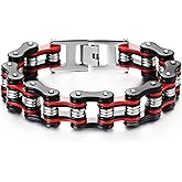 COOLSTEELANDBEYOND Stainless Steel Biker Bracelet for Men, Masculine Motorcycle Chain Style, Bike Link High Polished