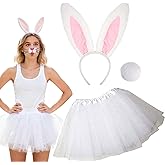 Kirei Sui Bunny Costume for Women, Cute Ears Headbands & Soft, Lined Tutu for Halloween Christmas parties.